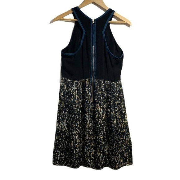 Rebecca Taylor dress abstract print‎ black & green size 6 exposed back zipper - Picture 2 of 5